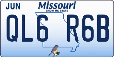 MO license plate QL6R6B