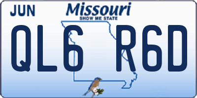 MO license plate QL6R6D