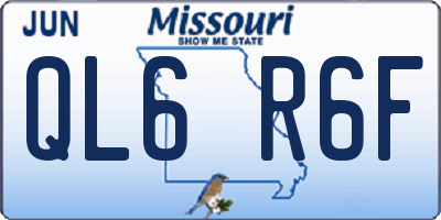 MO license plate QL6R6F