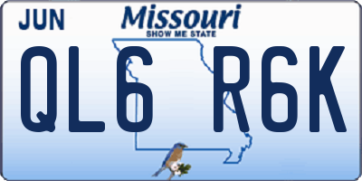 MO license plate QL6R6K