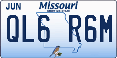 MO license plate QL6R6M