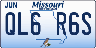 MO license plate QL6R6S