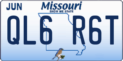 MO license plate QL6R6T