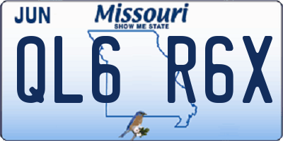 MO license plate QL6R6X