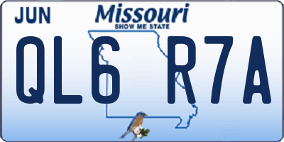 MO license plate QL6R7A