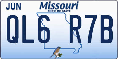 MO license plate QL6R7B