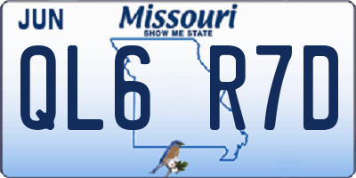 MO license plate QL6R7D