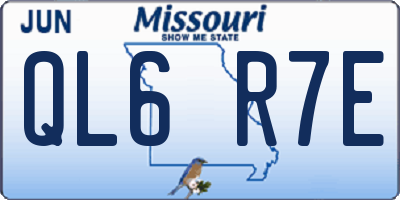 MO license plate QL6R7E