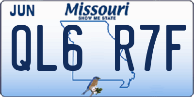 MO license plate QL6R7F