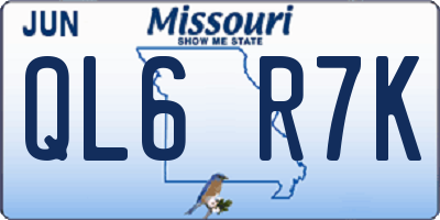 MO license plate QL6R7K
