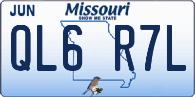 MO license plate QL6R7L
