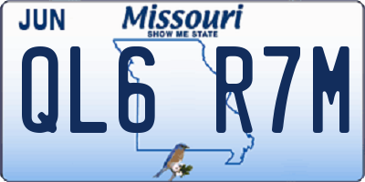 MO license plate QL6R7M