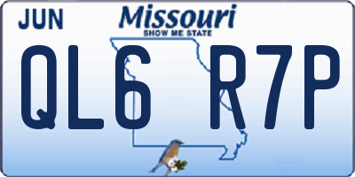 MO license plate QL6R7P