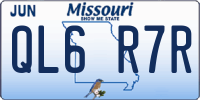 MO license plate QL6R7R