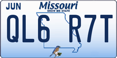 MO license plate QL6R7T