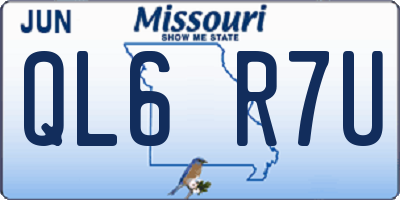 MO license plate QL6R7U