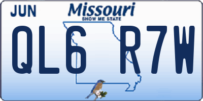 MO license plate QL6R7W
