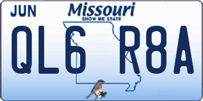 MO license plate QL6R8A