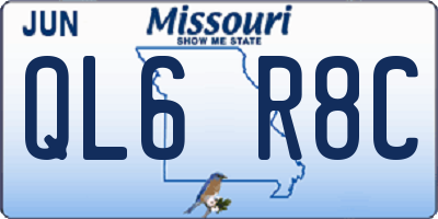 MO license plate QL6R8C