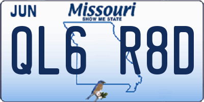 MO license plate QL6R8D
