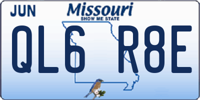MO license plate QL6R8E