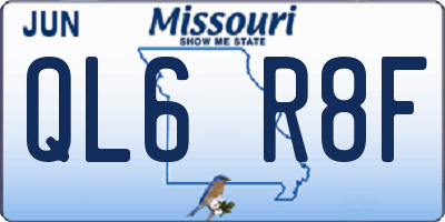 MO license plate QL6R8F