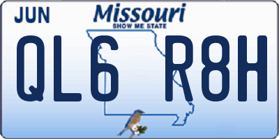 MO license plate QL6R8H