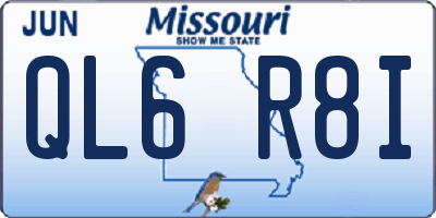 MO license plate QL6R8I