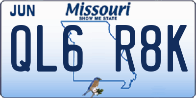 MO license plate QL6R8K