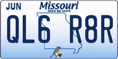MO license plate QL6R8R