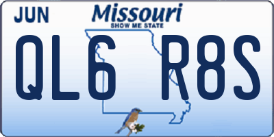 MO license plate QL6R8S