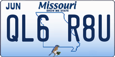 MO license plate QL6R8U