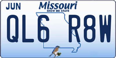 MO license plate QL6R8W