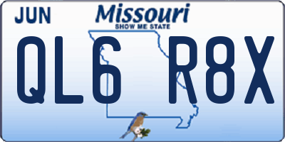 MO license plate QL6R8X