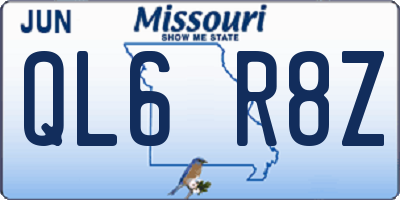 MO license plate QL6R8Z