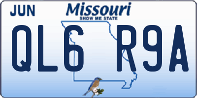 MO license plate QL6R9A
