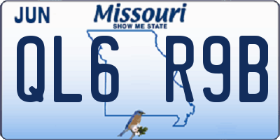 MO license plate QL6R9B