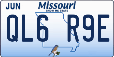 MO license plate QL6R9E