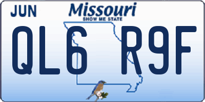 MO license plate QL6R9F