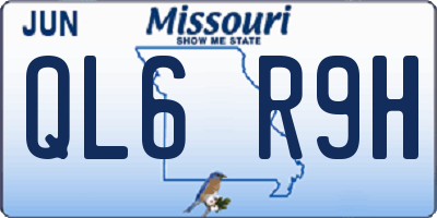MO license plate QL6R9H