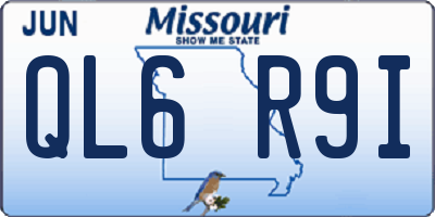 MO license plate QL6R9I