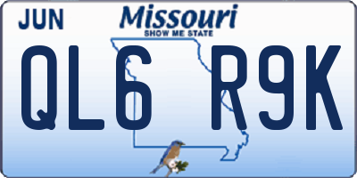 MO license plate QL6R9K