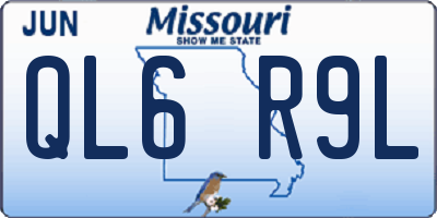 MO license plate QL6R9L