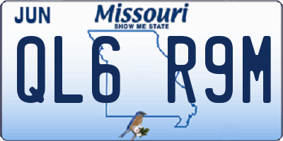 MO license plate QL6R9M