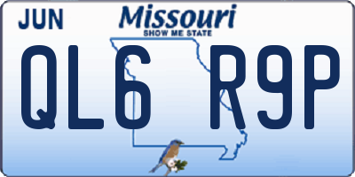 MO license plate QL6R9P