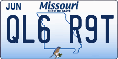 MO license plate QL6R9T