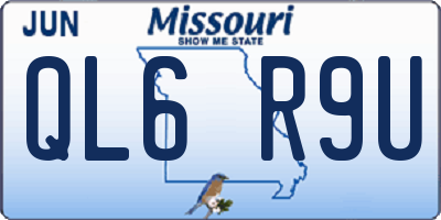 MO license plate QL6R9U