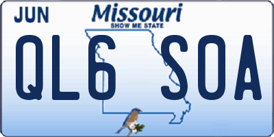 MO license plate QL6S0A