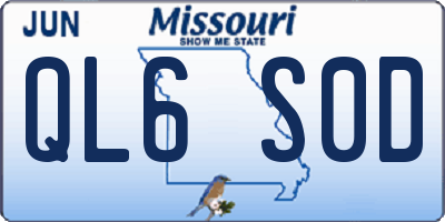 MO license plate QL6S0D
