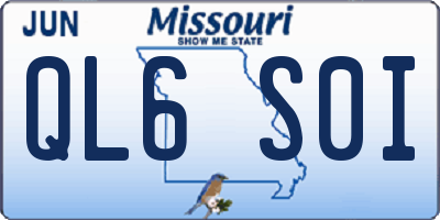 MO license plate QL6S0I